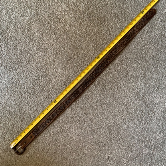 Leather Embossed Belt From Mexico Size 32 - Picture 5 of 6